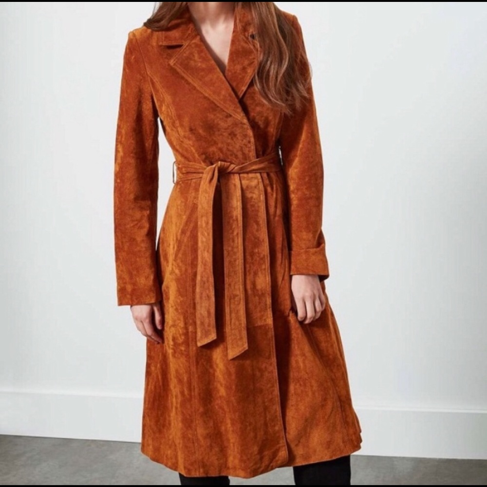 UO Ecote 70s Genuine Suede Trench Coat